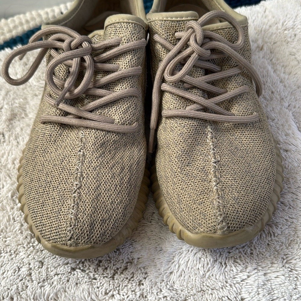 Tan Knit Lace-Up Sneakers
